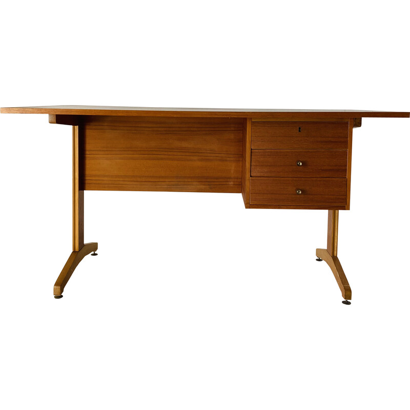 Vintage italian teak and cherry wood desk, 1960s