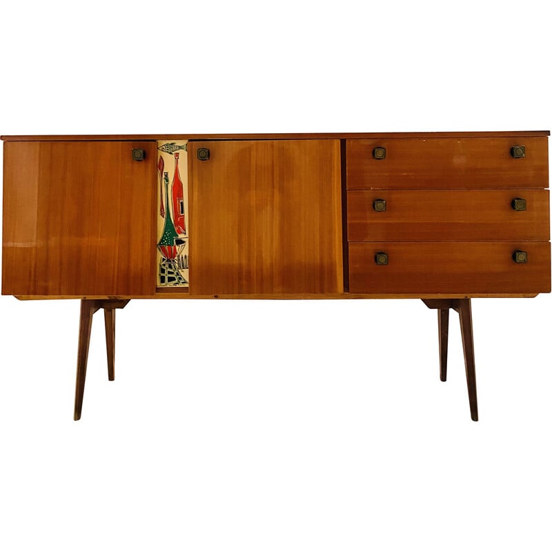 Credenza vintage con tre cassetti e due ante apribili, anni '50