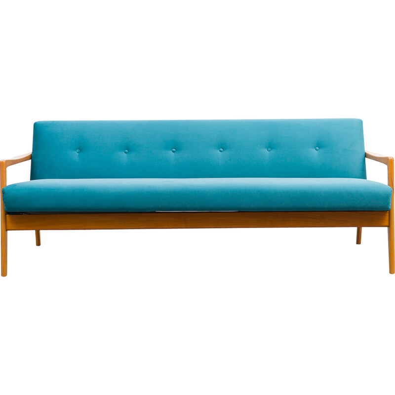 Vintage-Sofa mit ausklappbarer Funktion aus Kirschholz, 1960er Jahre