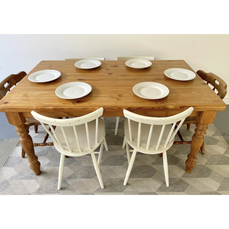 Vintage solid pine dining table