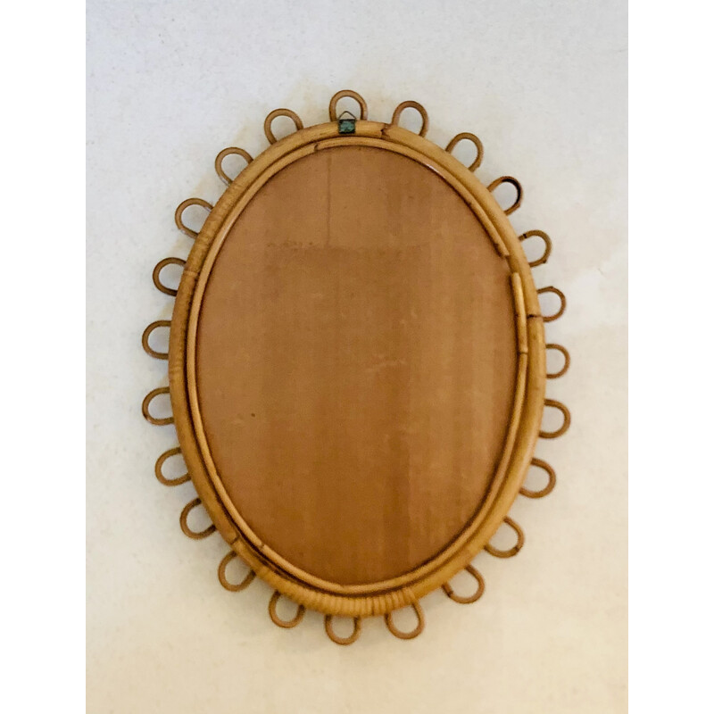 Vintage mirror in rattan, Italy 1960