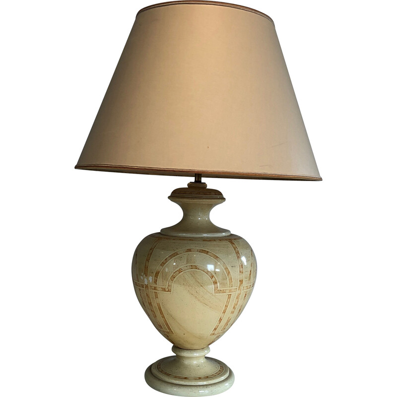 Lampe vintage en bois laquée coquille d'oeuf, 1970