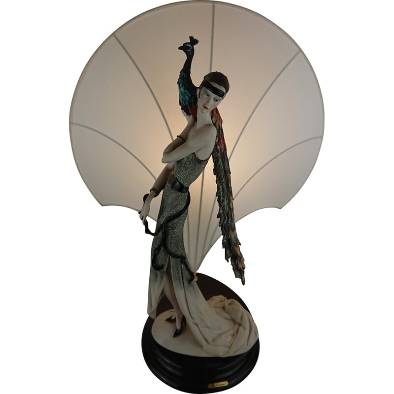 Vintage lamp "Woman and peacock" by Armani Giuseppe