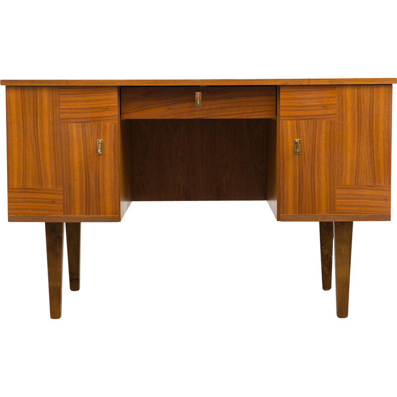 Vintage minimalistisch notenhouten bureau, 1960