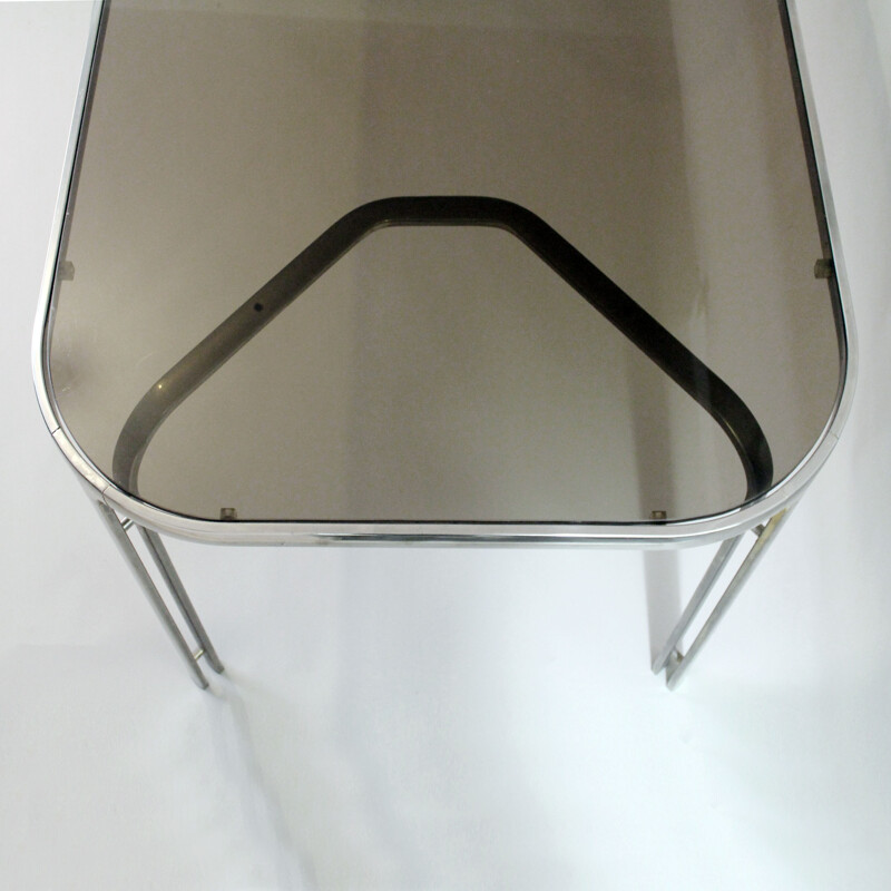 Dining table in chromed steel and glass by Renato Zevi - 1970s