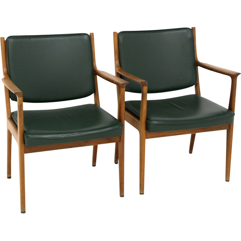 Pair of vintage leather armchairs by Karl Erik Ekselius, Sweden 1960