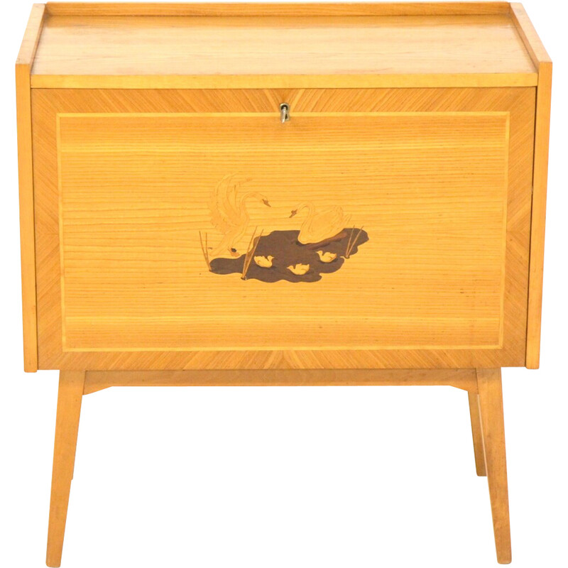 Vintage elmwood chest of drawers, Sweden 1950