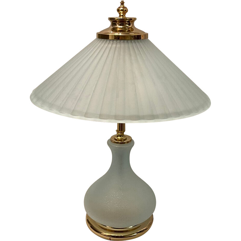 Coppia di lampade da tavolo vintage in vetro satinato, anni '80