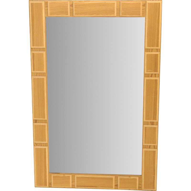 Vintage beechwood mirror by Glas and Trä Hovmantorp, Sweden 1960