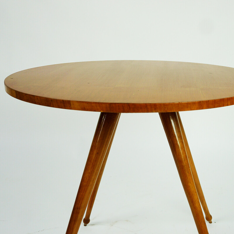 Mesa de centro circular de madera de cerezo italiana de época