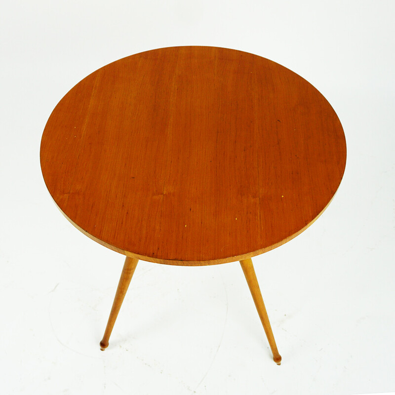 Mesa de centro circular de madera de cerezo italiana de época