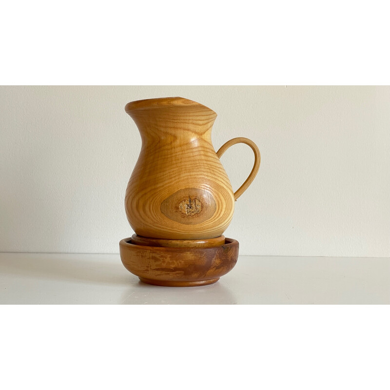 Set of 3 vintage turned wood pots