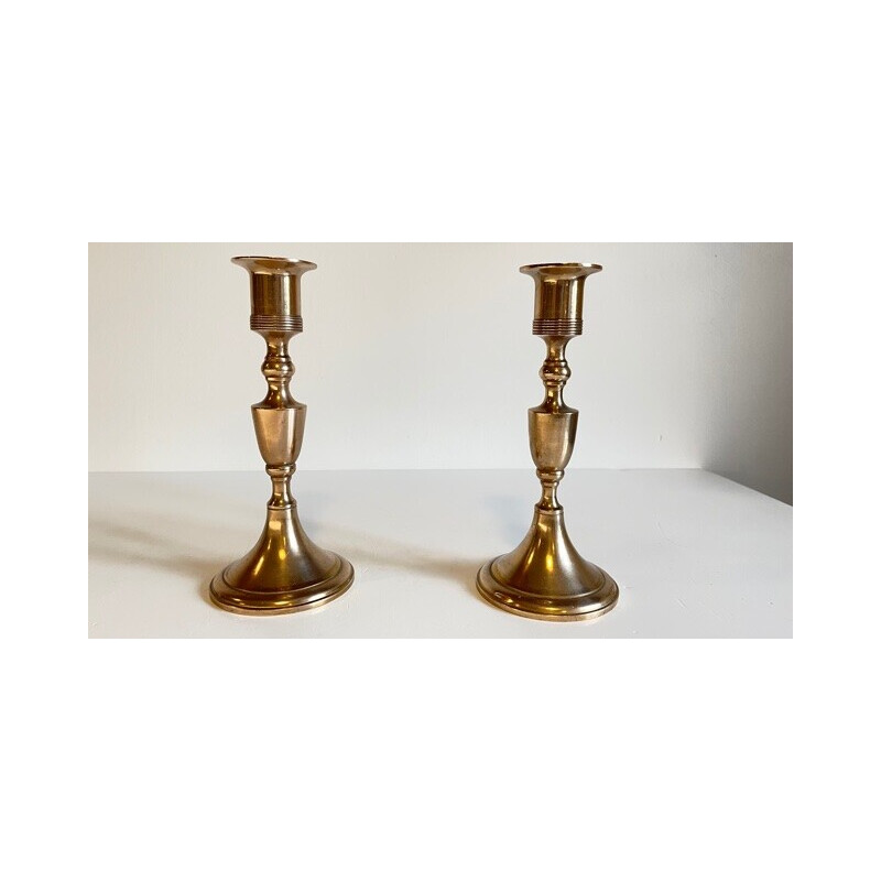 Pair of vintage Scandinavian candlesticks by Scandia Malm, Sweden