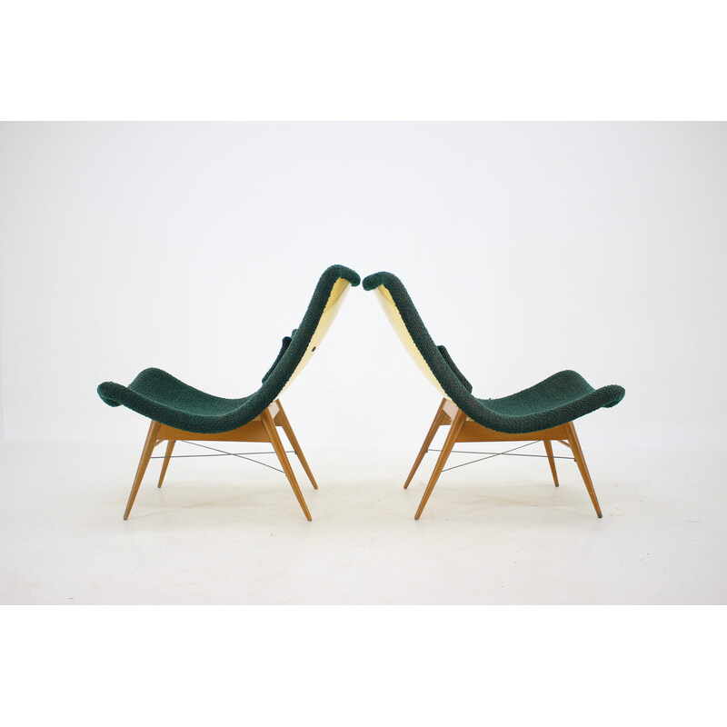 Pair of vintage Shell armchairs by Miroslav Navratil, Czechoslovakia 1960s