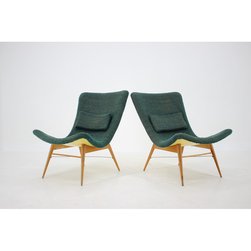 Paire de fauteuils vintage Shell de Miroslav Navratil, Tchécoslovaquie, 1960