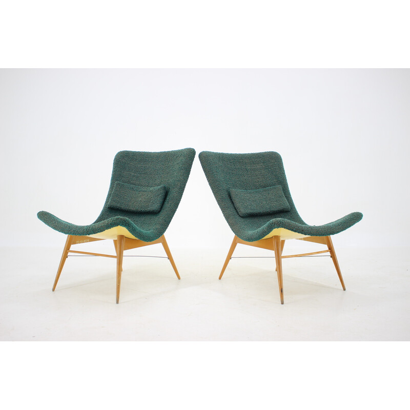 Pair of vintage Shell armchairs by Miroslav Navratil, Czechoslovakia 1960s