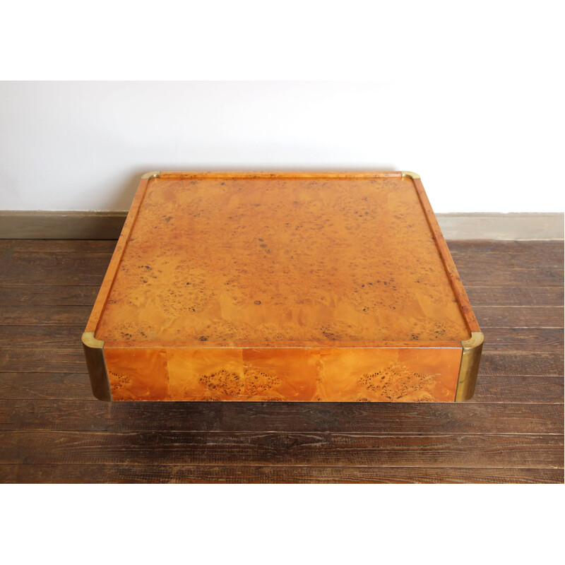 Vintage coffee table in burr wood for Mario Sabot, 1960-1970