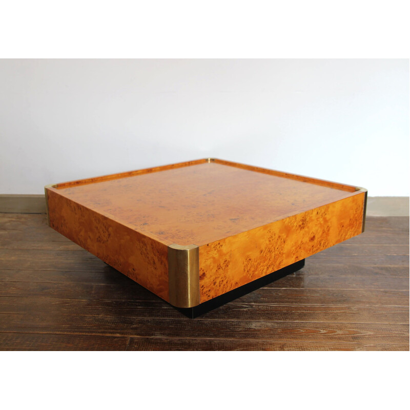 Vintage coffee table in burr wood for Mario Sabot, 1960-1970