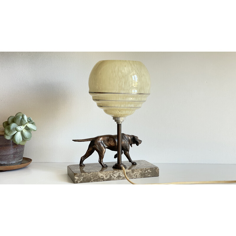 Vintage Art Deco lamp on marble