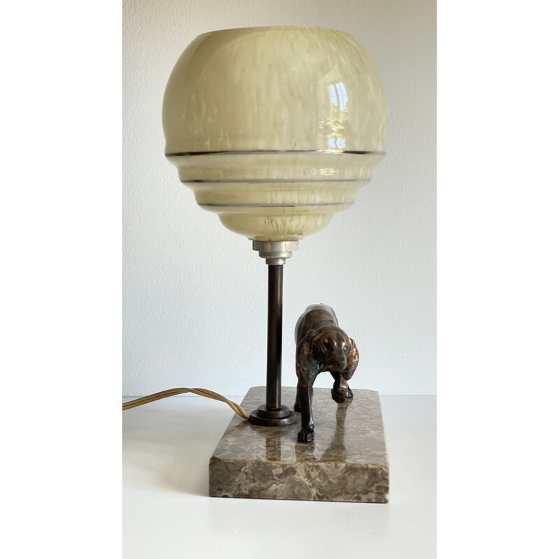 Vintage Art Deco lamp on marble