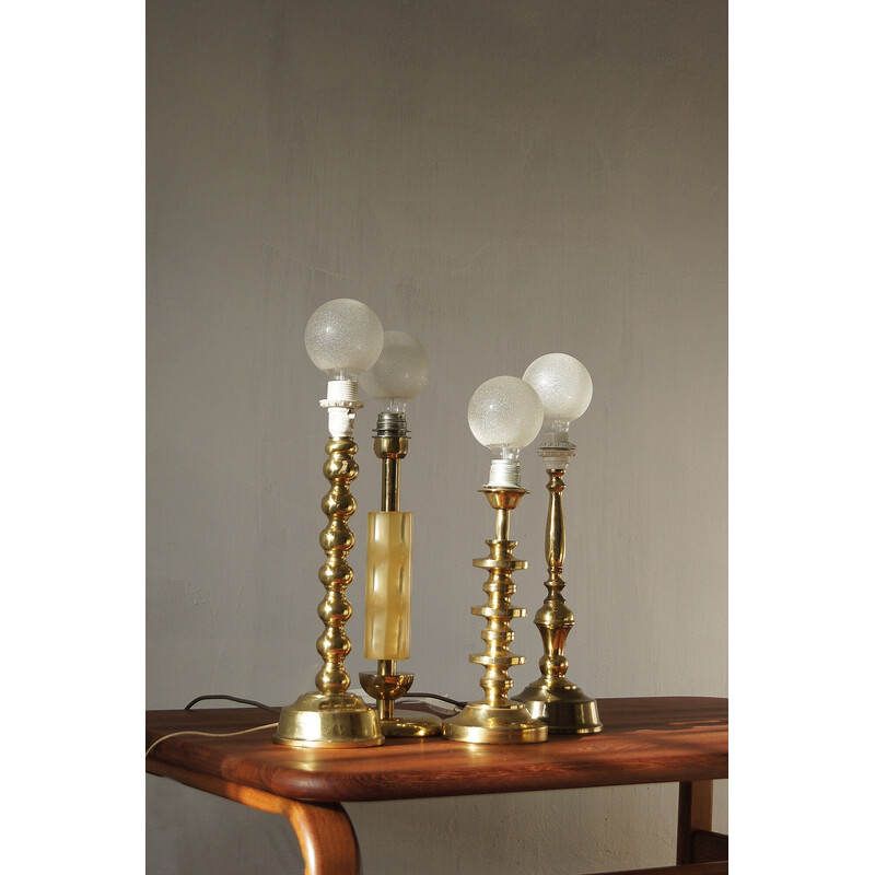 Ensemble de 4 lampes de table scandinaves vintage en laiton