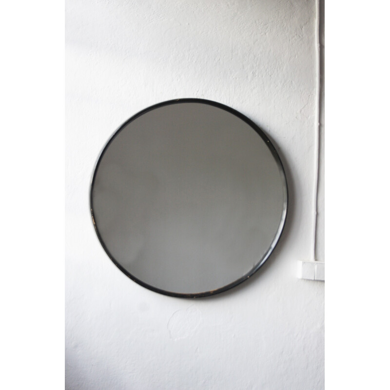Scandinavische ronde houten spiegel, 1960