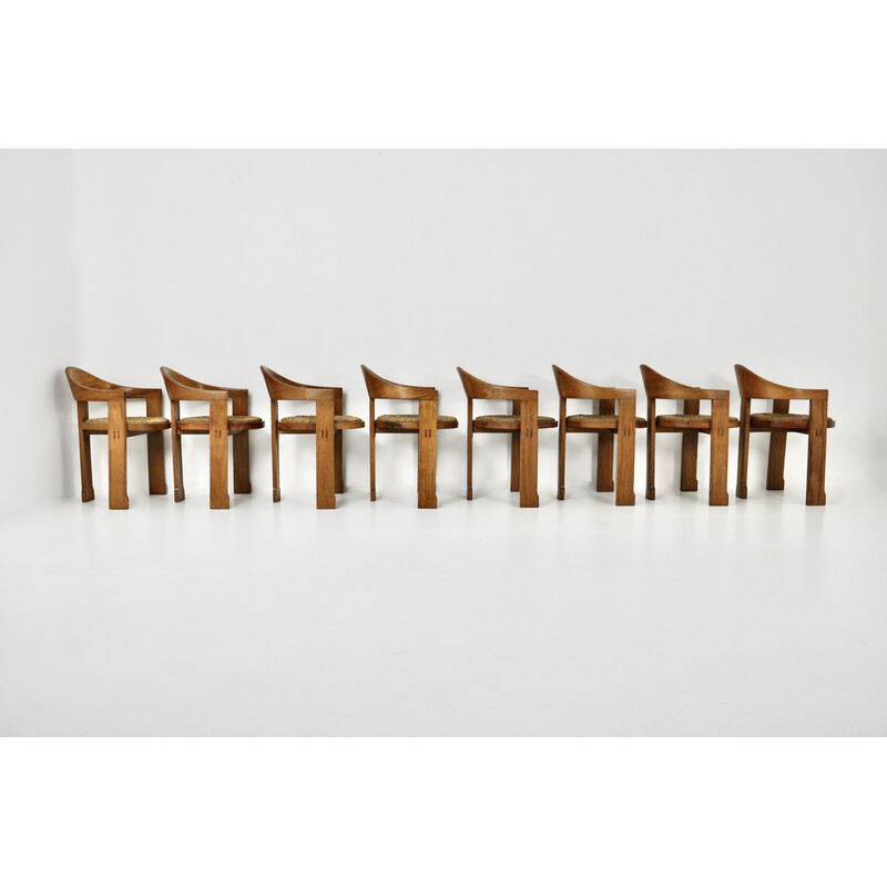 Set van 8 vintage Italiaanse rieten stoelen, 1950