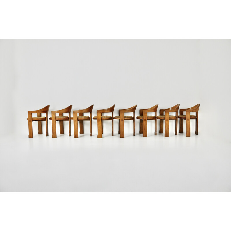 Ensemble de 8 chaises vintage italiennes en osier, 1950