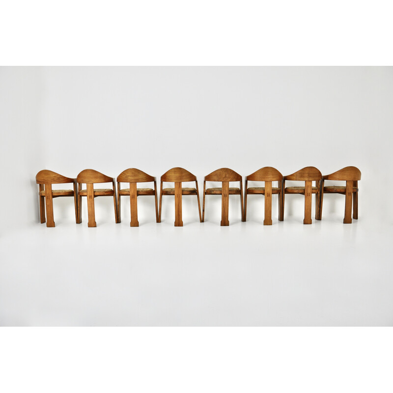 Ensemble de 8 chaises vintage italiennes en osier, 1950