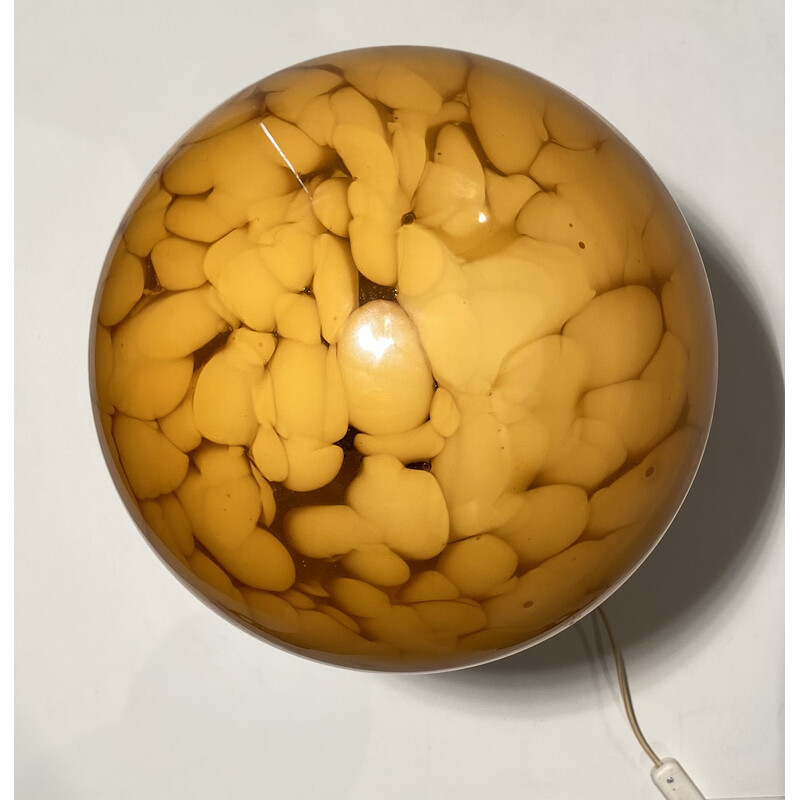 Vintage gele Murano glazen tafellamp van Carlo Nason voor Mazzega, 1960