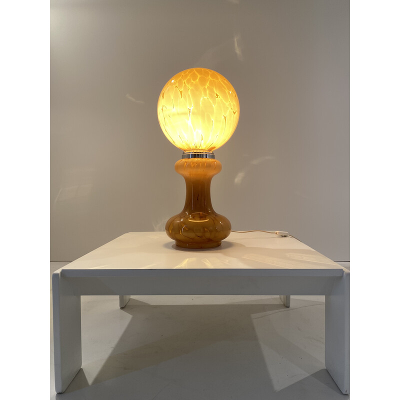 Tischlampe aus gelbem Muranoglas von Carlo Nason für Mazzega, 1960er Jahre