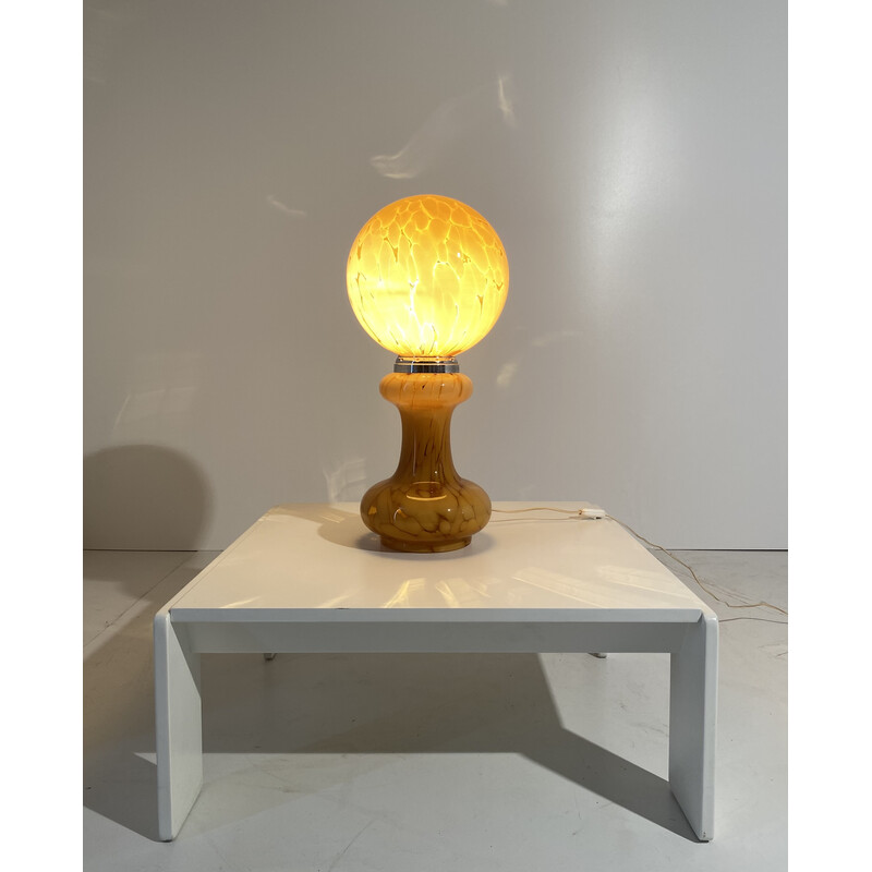 Lampe de table vintage en verre de Murano jaune par Carlo Nason pour Mazzega, 1960
