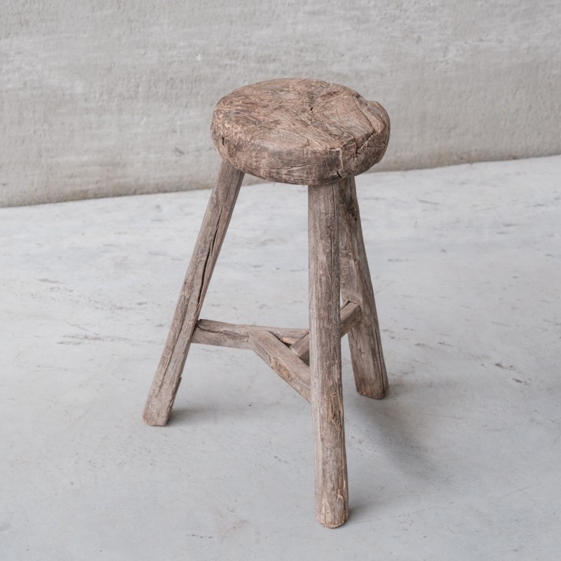 Wooden vintage stool, France 1930s