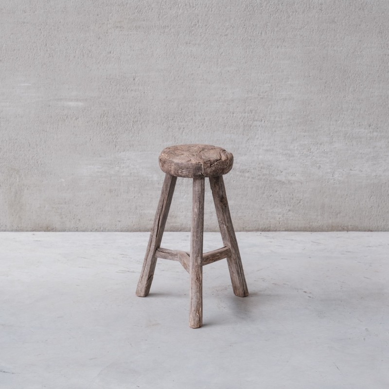 Wooden vintage stool, France 1930s
