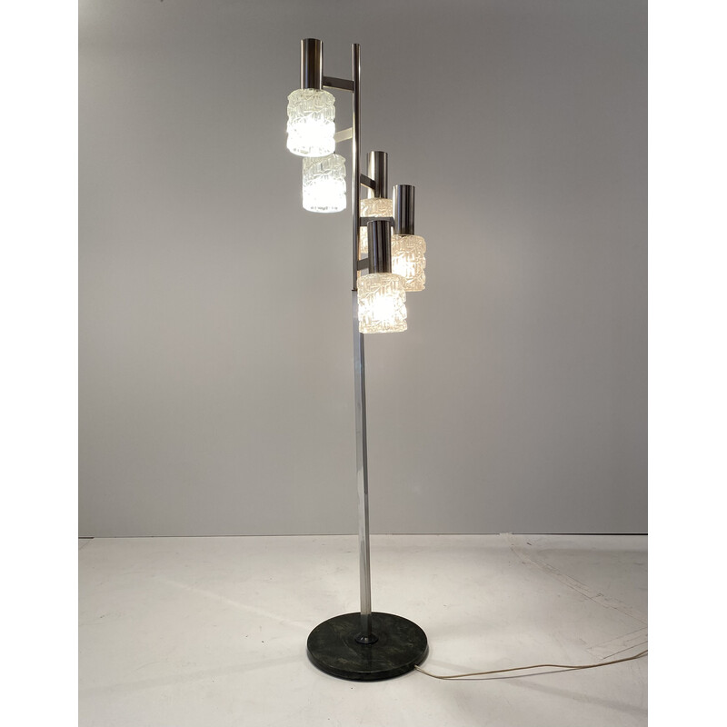 Vintage italian iron and glass floor lamp, 1960s