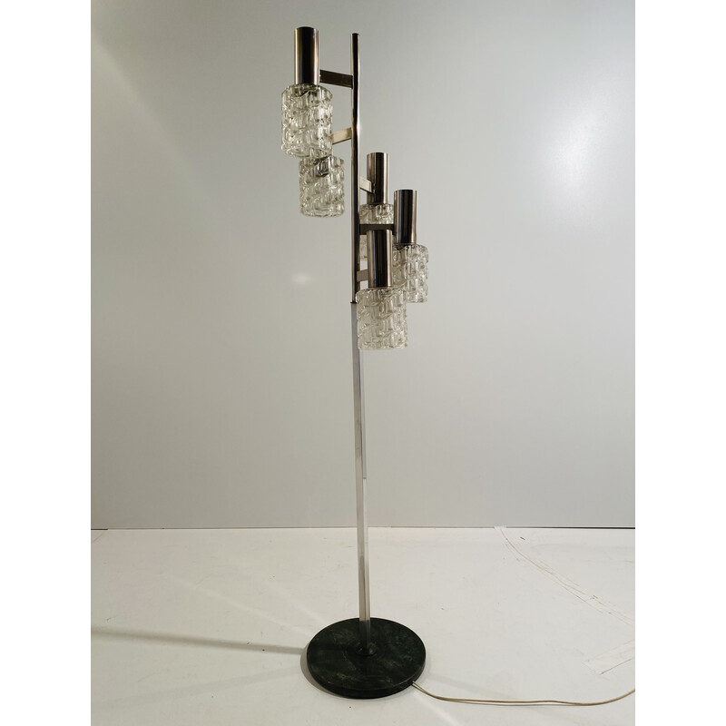 Italiaanse vintage vloerlamp van ijzer en glas, 1960