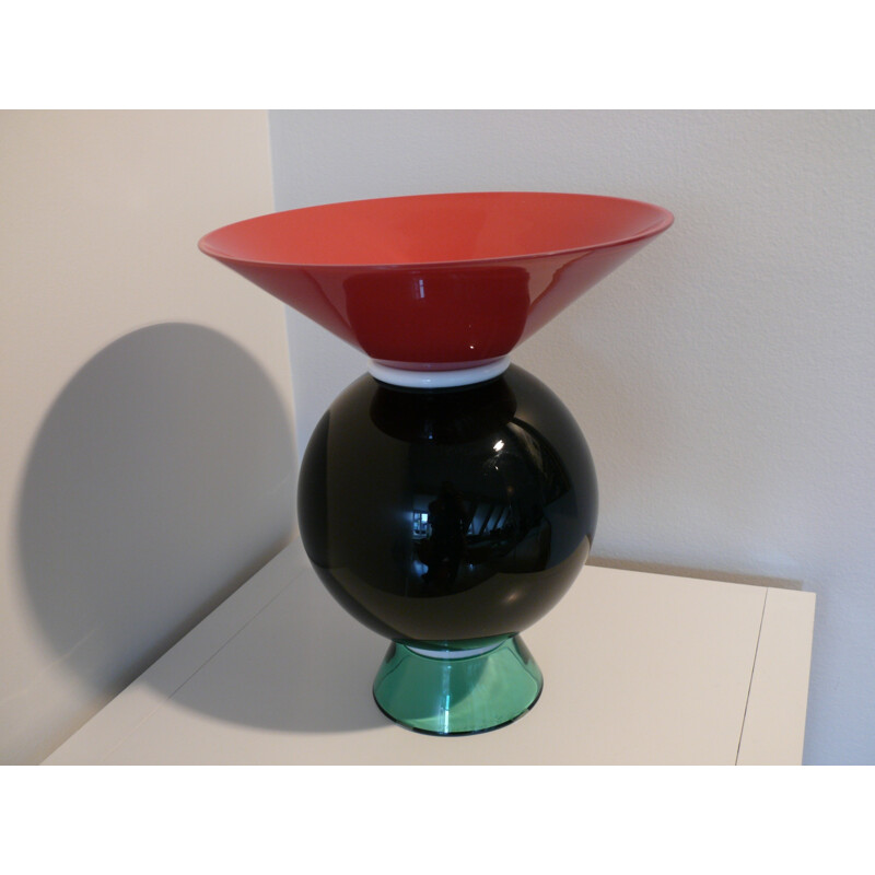 Yemen multi-coloured vase in Murano glass by Ettore Sottsass for Venini - 1990s