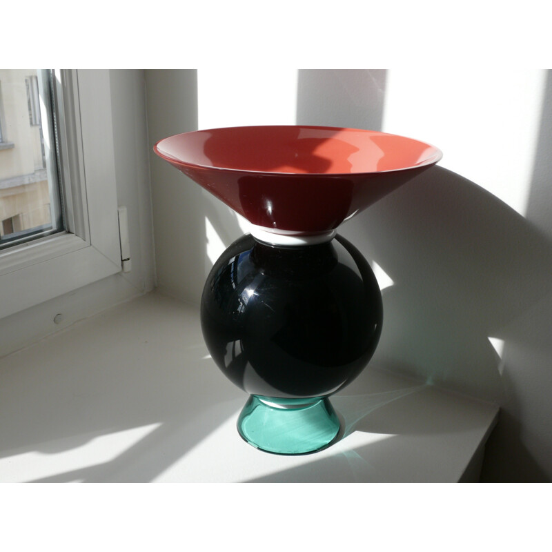 Yemen multi-coloured vase in Murano glass by Ettore Sottsass for Venini - 1990s