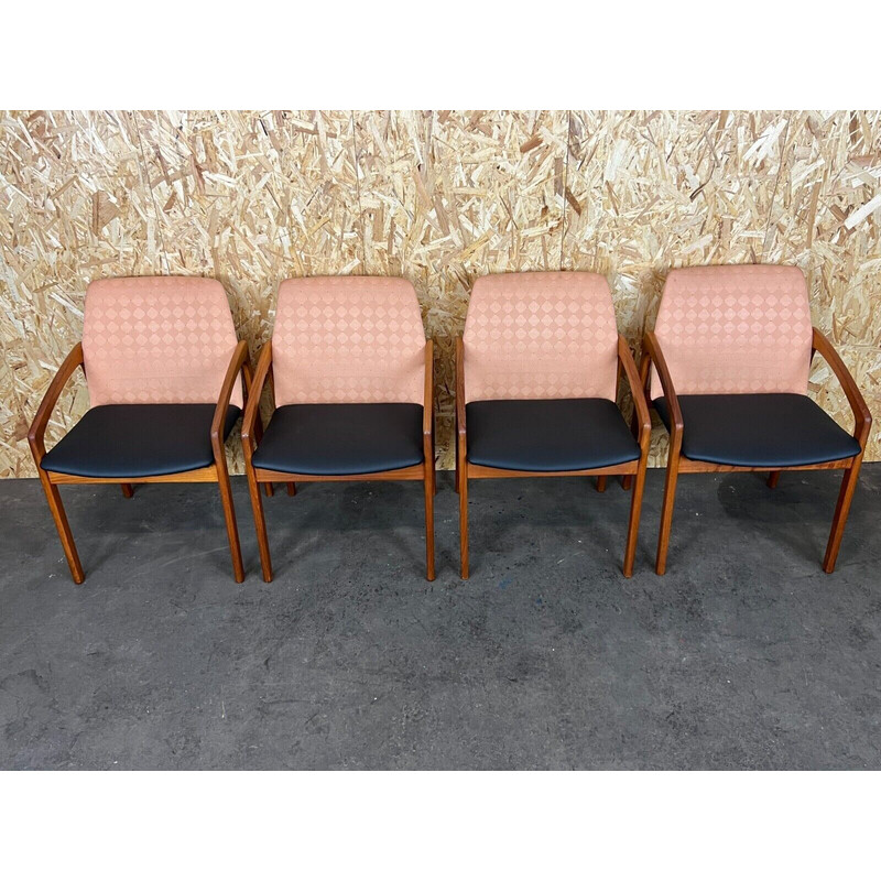 Set of 4 vintage teak chairs model 23 by Henning Kjaernulf for Korup Stolefabric, 1960-1970