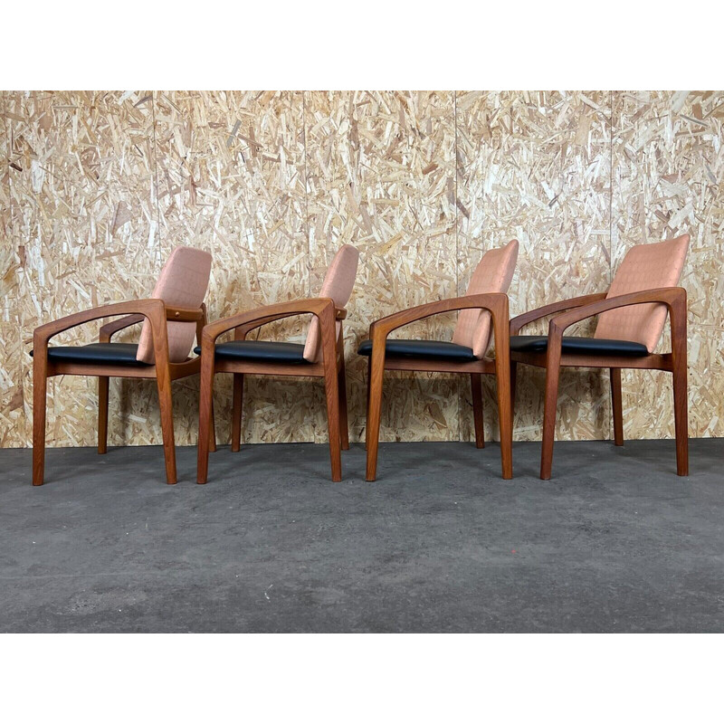 Set of 4 vintage teak chairs model 23 by Henning Kjaernulf for Korup Stolefabric, 1960-1970