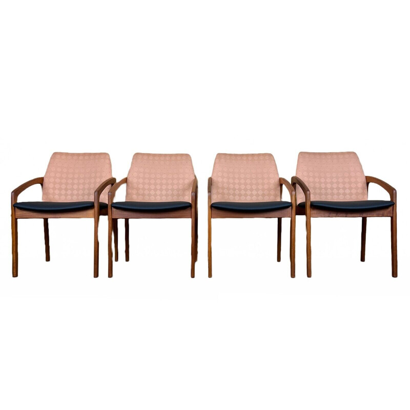 Set of 4 vintage teak chairs model 23 by Henning Kjaernulf for Korup Stolefabric, 1960-1970