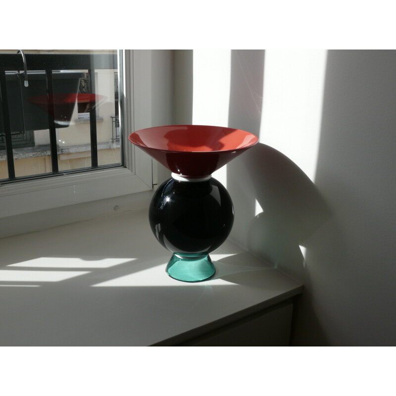 Yemen multi-coloured vase in Murano glass by Ettore Sottsass for Venini - 1990s