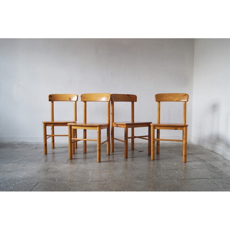 Set of 4 vintage pinewood chairs by Rainer Daumiller for Hirtshals Savvaerk, 1960-1970s