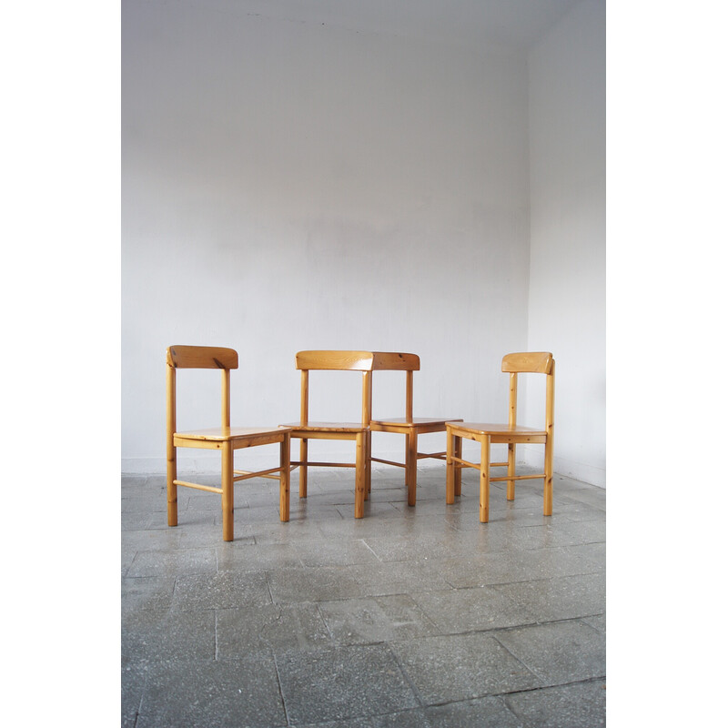 Ensemble de 4 chaises vintage en bois de pin par Rainer Daumiller pour Hirtshals Savvaerk, 1960-1970