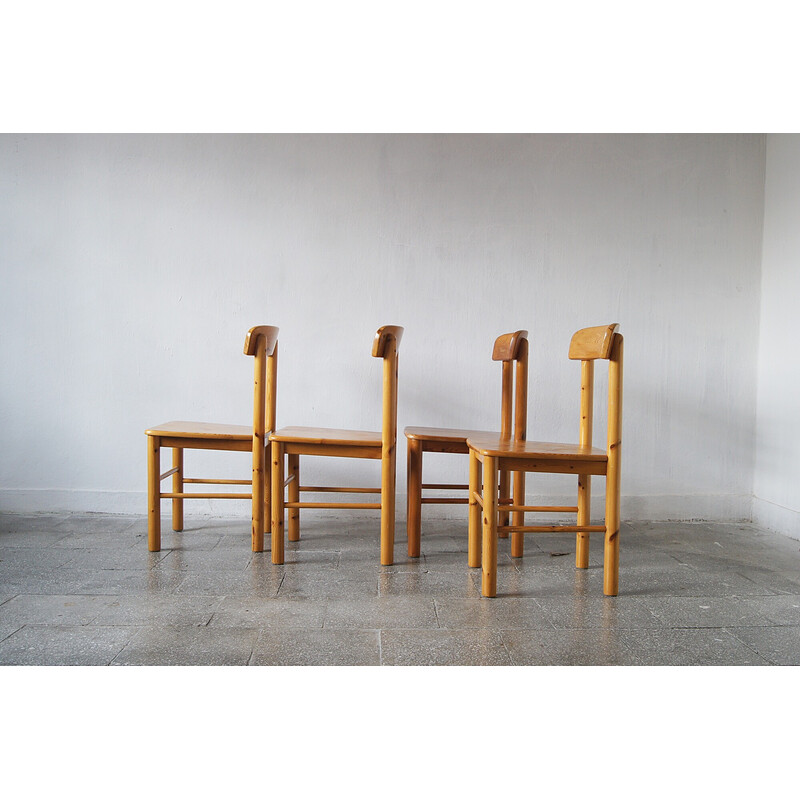 Set of 4 vintage pinewood chairs by Rainer Daumiller for Hirtshals Savvaerk, 1960-1970s