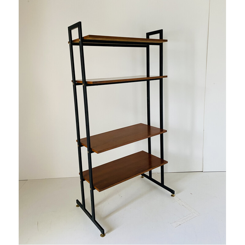 Vintage iron and teak shelves, 1960s