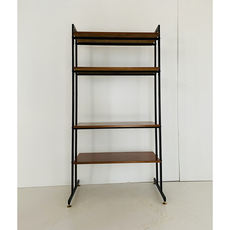 Vintage iron and teak shelves, 1960s