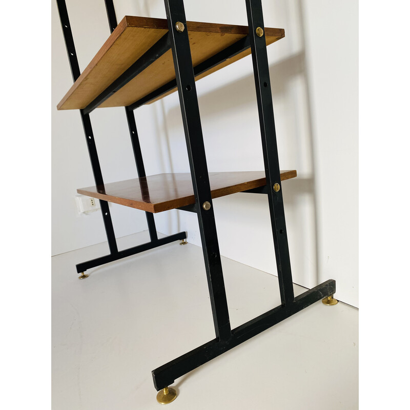 Vintage iron and teak shelves, 1960s