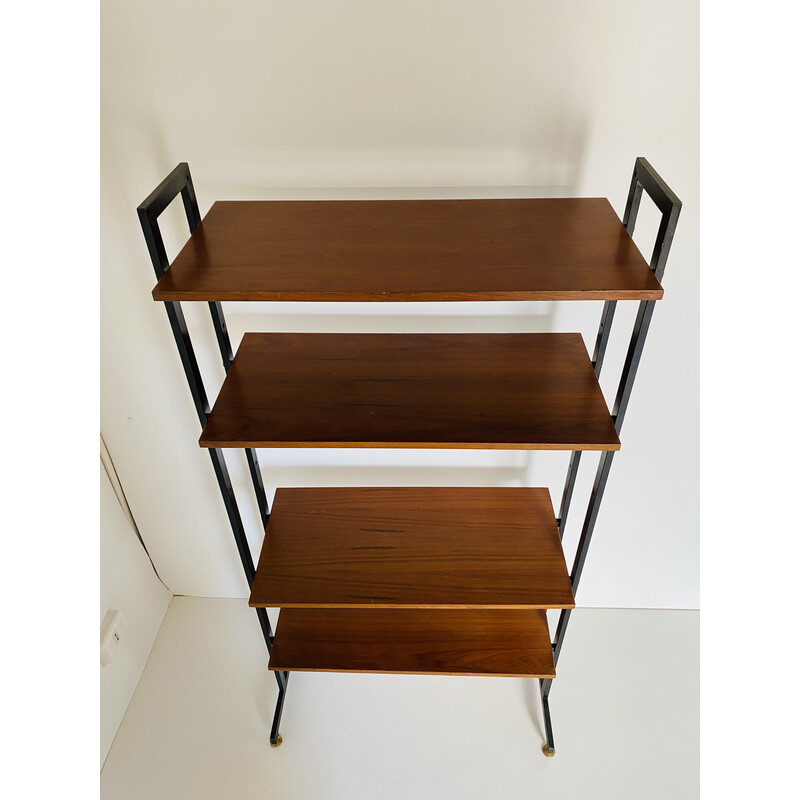 Vintage iron and teak shelves, 1960s