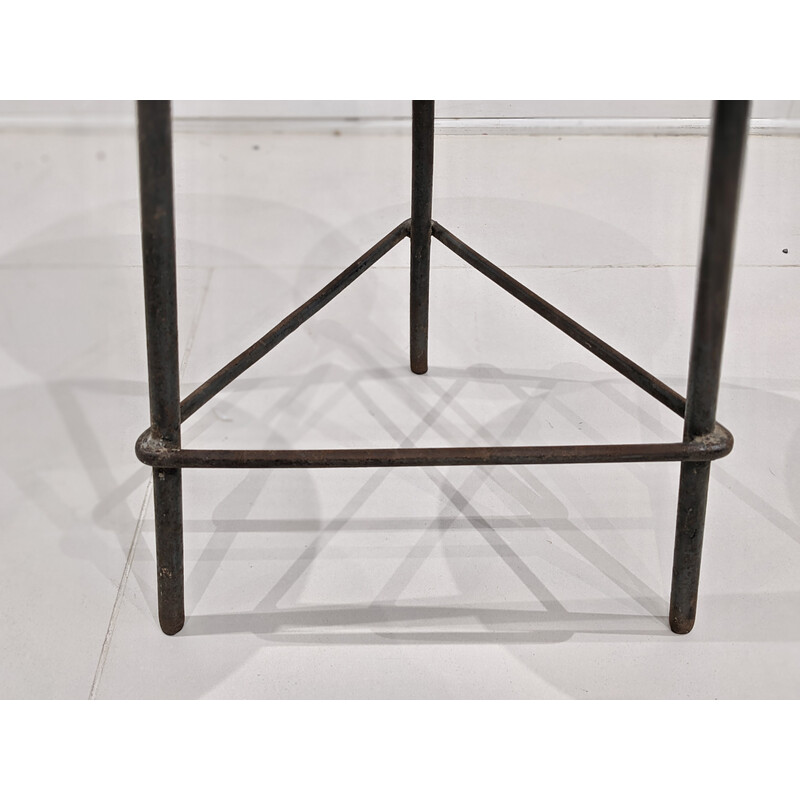 Vintage metal and teak stool by Pierre Jeanneret, India 1960s